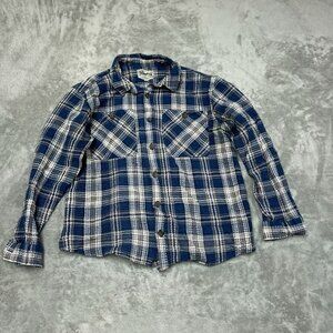 The Stronghold Blue Plaid Button-Up Shirt XL 100% Cotton Mens Casual  6313